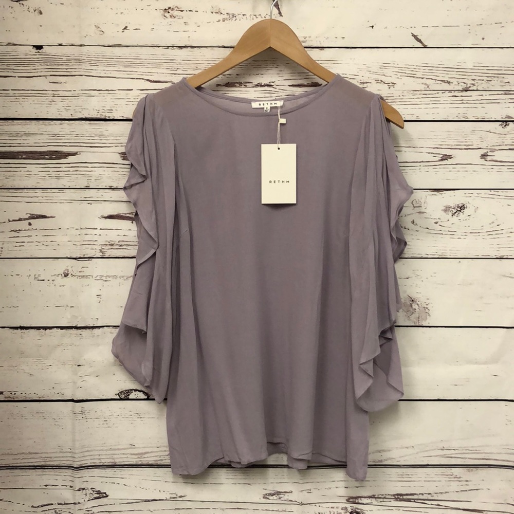 RETHM lilac lavender cold shoulder blouse